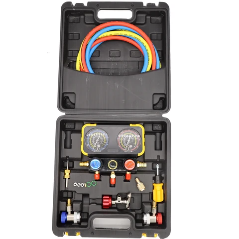 Автомобильный Кондиционер r134a семейный хладагент в комплекте с двойным манометром, запчасти для ремонта кондиционера