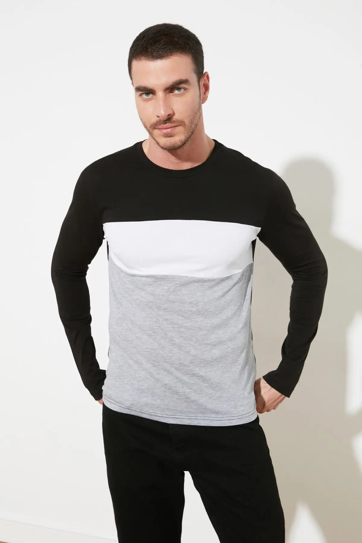 Мужская футболка с длинным рукавом Trendyol TMNSS20TS0044|Мужские футболки| |