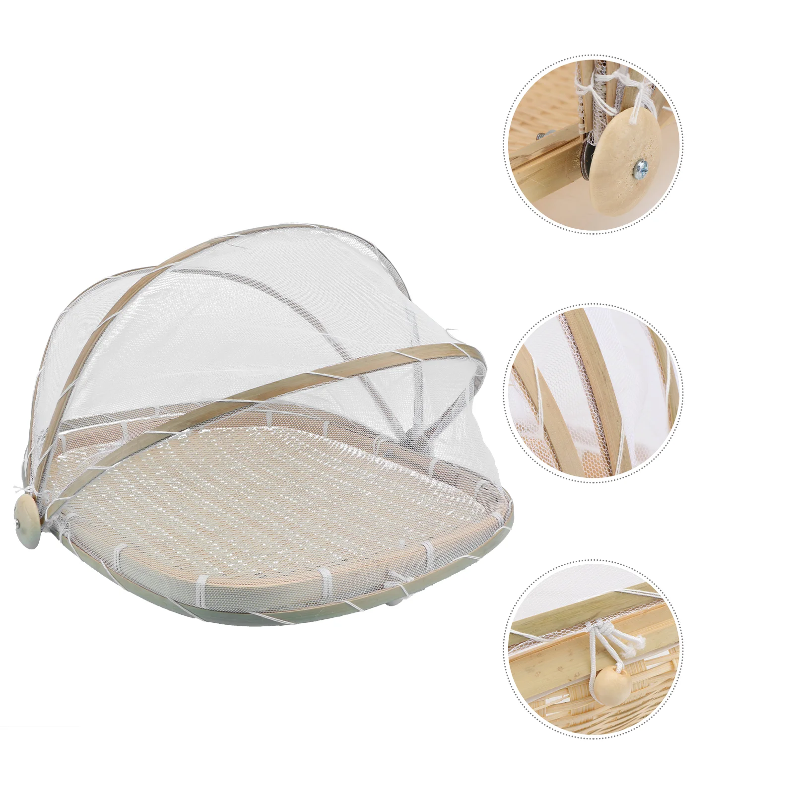 

Basket Woven Tray Serving Fruit Storage Tent Picnic Covered Cover Container Platter Rattan Hand Snack Mesh Server Dome Baskets