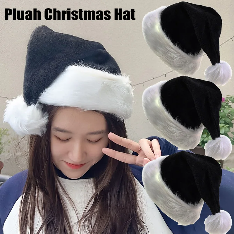 

Черная Рождественская шапка унисекс для взрослых и детей, утолщенная теплая Женская шапка на Рождество, Новый Год, фестиваль, Рождество, украшение для вечеринки