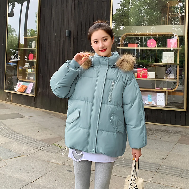 

Зимнее женское пальто, парка, верхняя одежда, женский пуховик с большим меховым воротником и капюшоном, зимнее короткое утепленное теплое пальто с большими карманами 2023