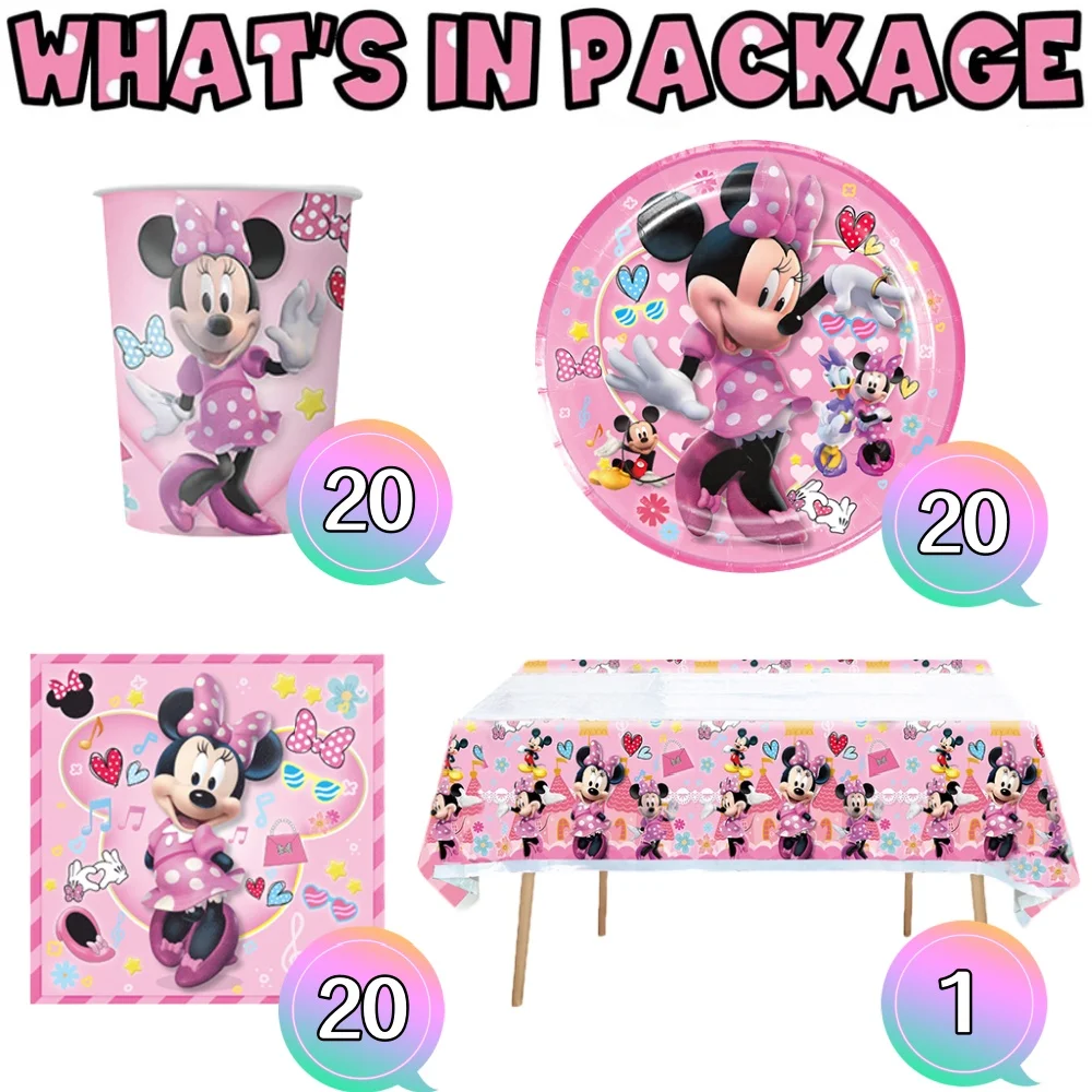 

Одноразовая посуда Disney Minnie Mouse розового цвета
