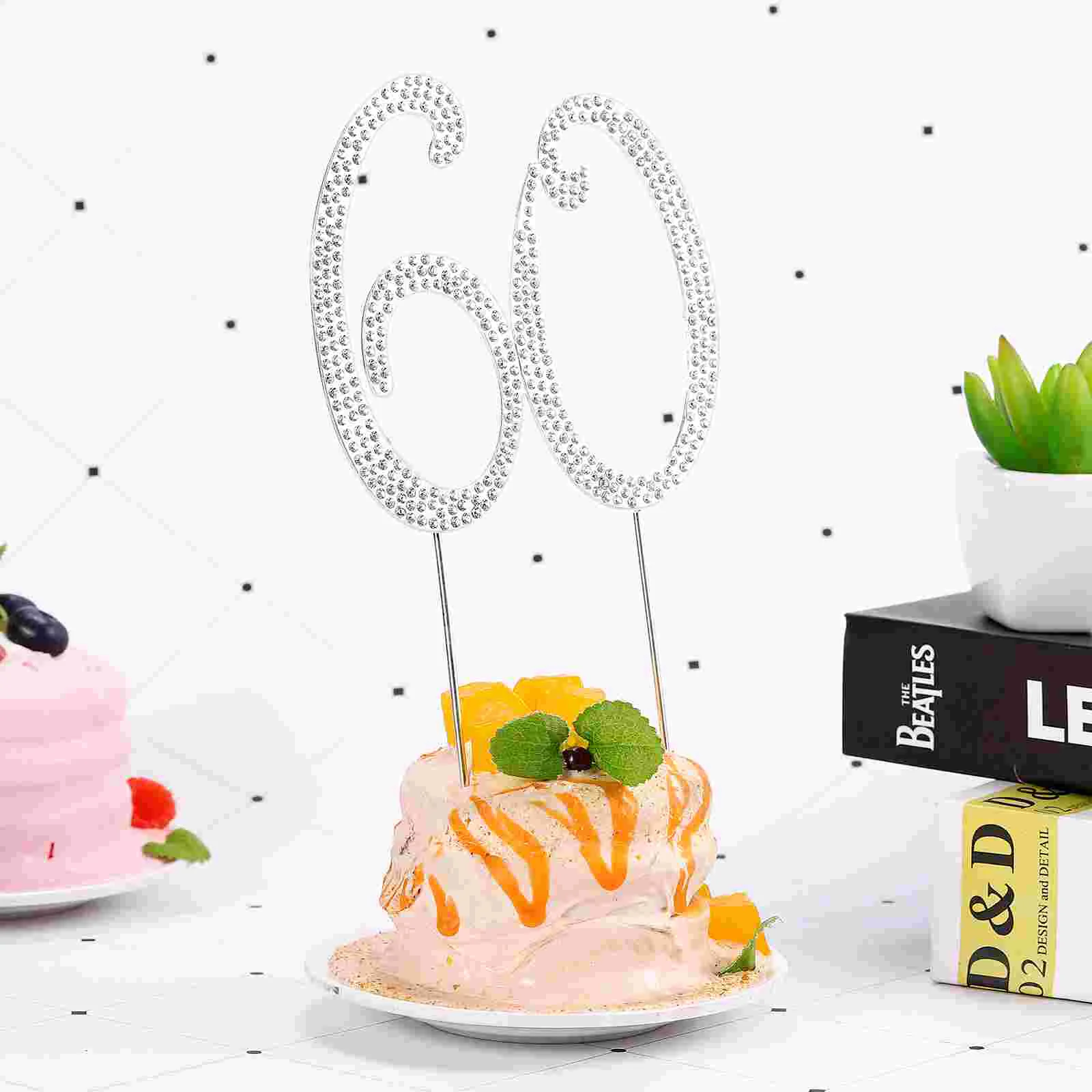 Украшение торта на 60-й день рождения блестящий топпер со стразами вечерние