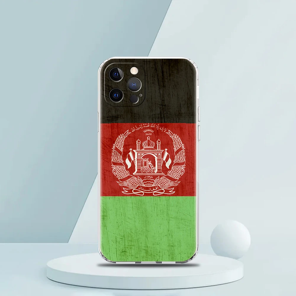 Afghan Afghanistan Flag Transparent Phone Case Cover for iPhone 14 13 12 11 Pro Max X XR 8 7 Plus SE 2020 XS Max Silicone Shell
