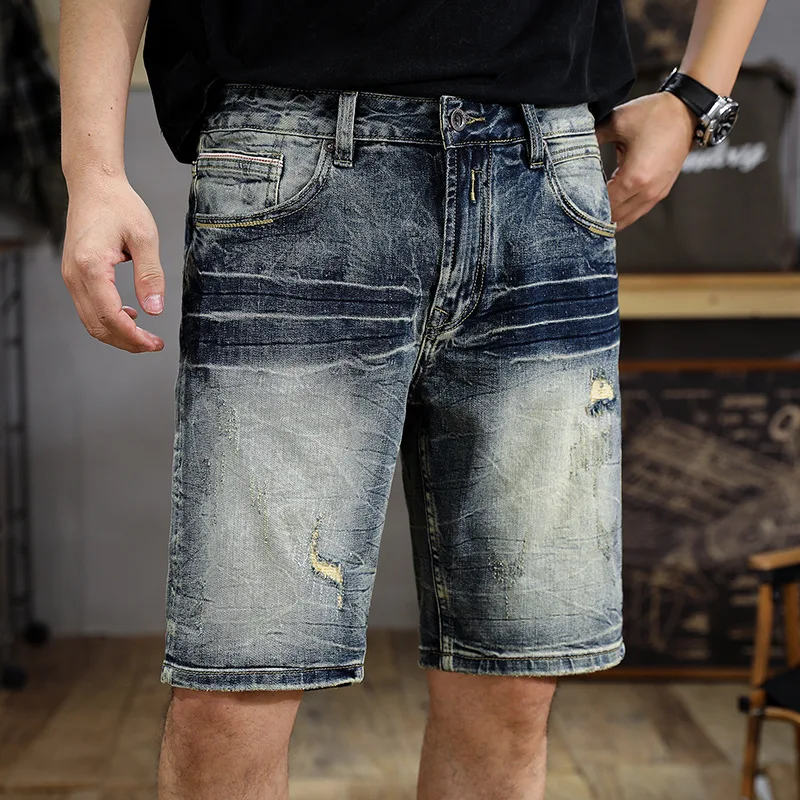 Высококачественные потертые старые Рваные джинсовые шорты мужские летние Новые