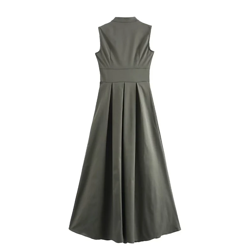 Женское модное однотонное платье Koekop с высоким круглым вырезом без рукавов