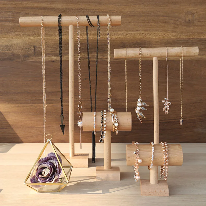

Superior Wooden Bracelet Display T Stand Rack Shelf Watch Showing Bar Bangle Holder Jewelry Organizer Watch Stands Holders