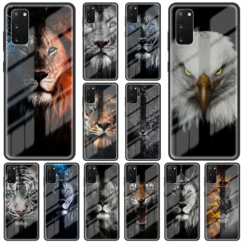 

Tempered Glass Case For Samsung Galaxy S22 Ultra S21 Plus S20 FE 5G S10 Lite Phone Cases For S9 S8+ Fundas Lion Alpha Male Tiger