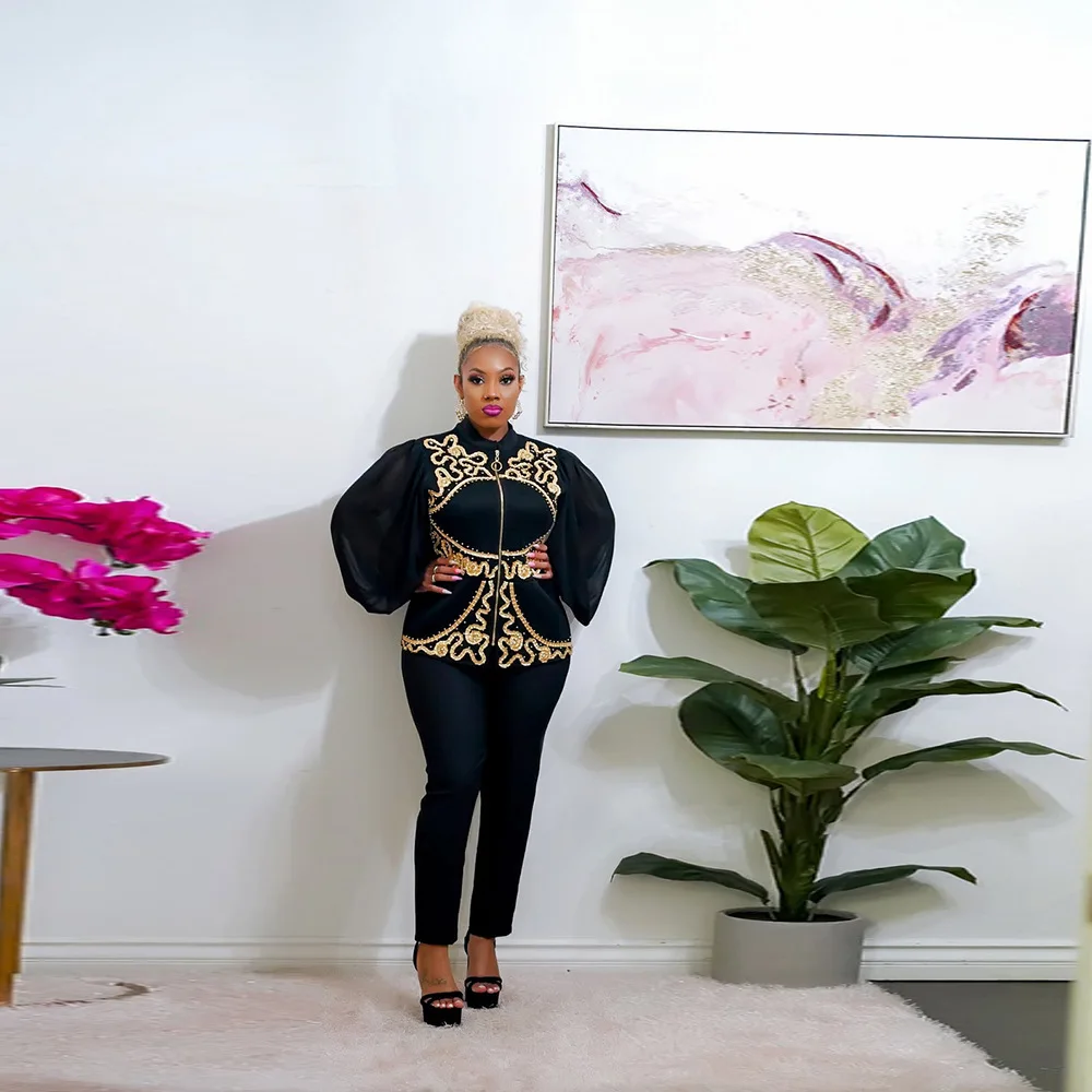 

Новинка 2022, модная африканская одежда для женщин, топ, Дашики и брюки, платье