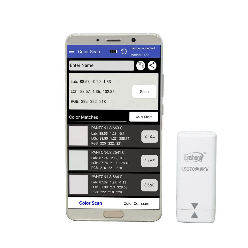 

Linshang LS170 Textile Ceramics Paper Color Difference Measurement Device Pocket Colorimeter with Color Library APP