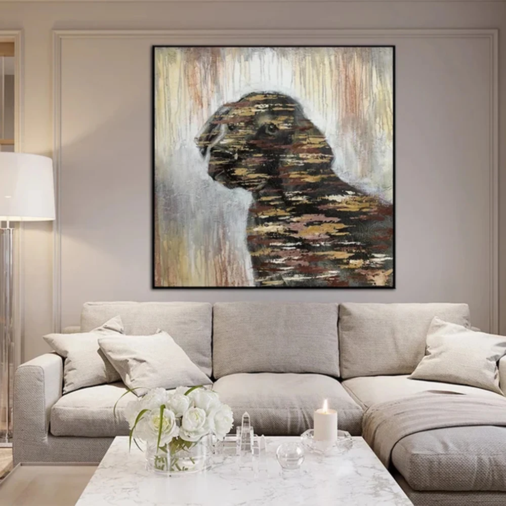 

Large Canvas Wall Art Abstract Dog Painting Animal Painting Large Abstract Dog Painting On Original Oil Painting Living Room Art