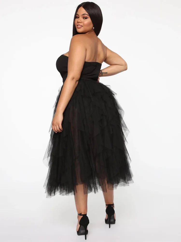 PLEINDI Elegance Evening Dresses Off the Shoulder Sleeveless A-LINE Tea-Length Lace 2022 New of Exquisite Pleat Prom Women Dress