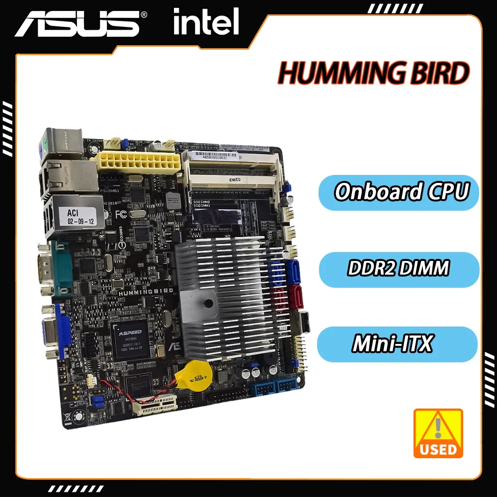 Motherboard ASUS HUMMING BIRD Set Mini ITX Motherboard Intel NM10 DDR2 PCI-E X16 VGA USB 4×SATA II Support ATOM D510 CPU