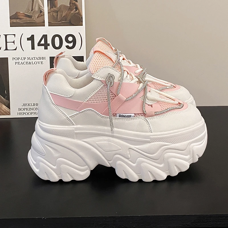 

2023 Fashion Breathable Platform Sneakers Women's Summer Mesh Shoes Outdoor Sports Dad Shoes Woman Zapatillas De Mujer 8CM