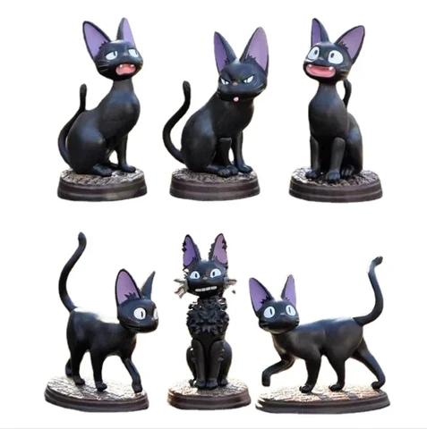 Случайный Милая Черная кошка 6 видов смешные игрушки-животные аниме экшн-игрушки Фигурки модель домашнего автомобиля Декор подарок для девушки подруги детей