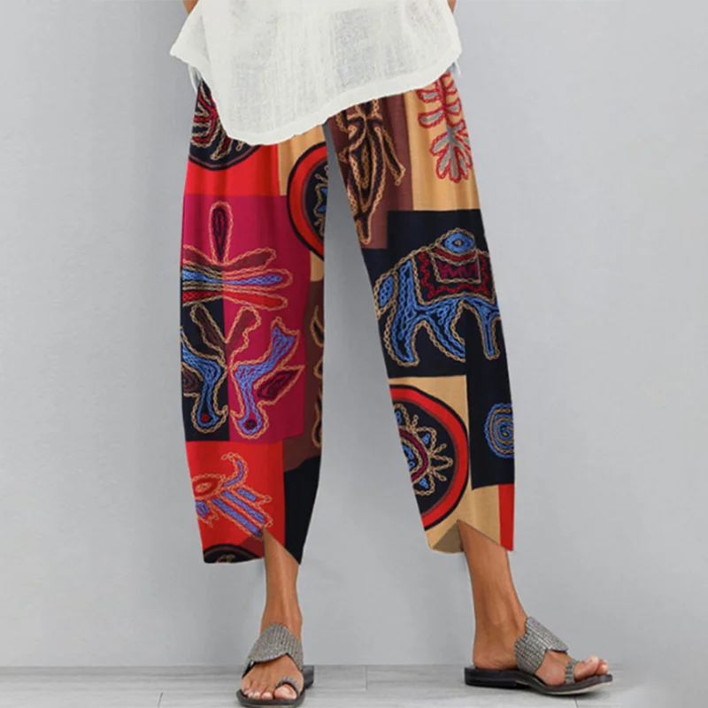 Брюки-султанки женские с эластичным поясом винтажные повседневные