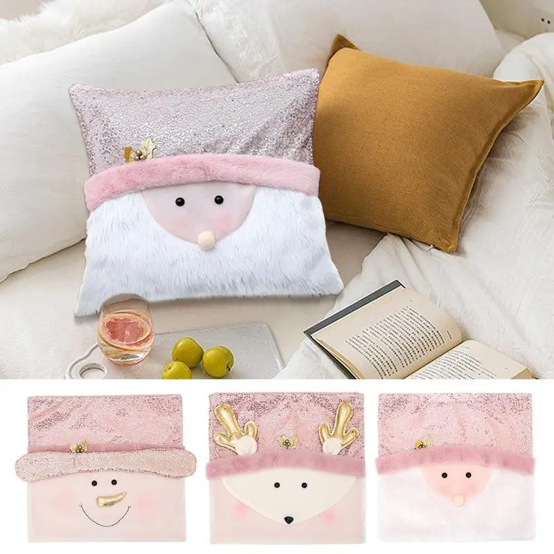 

Merry Christmas Decorative Pillowcases Polyester Christmas Cartoon Santa Claus Elk Throw Pillow Case Home Decor Gifts