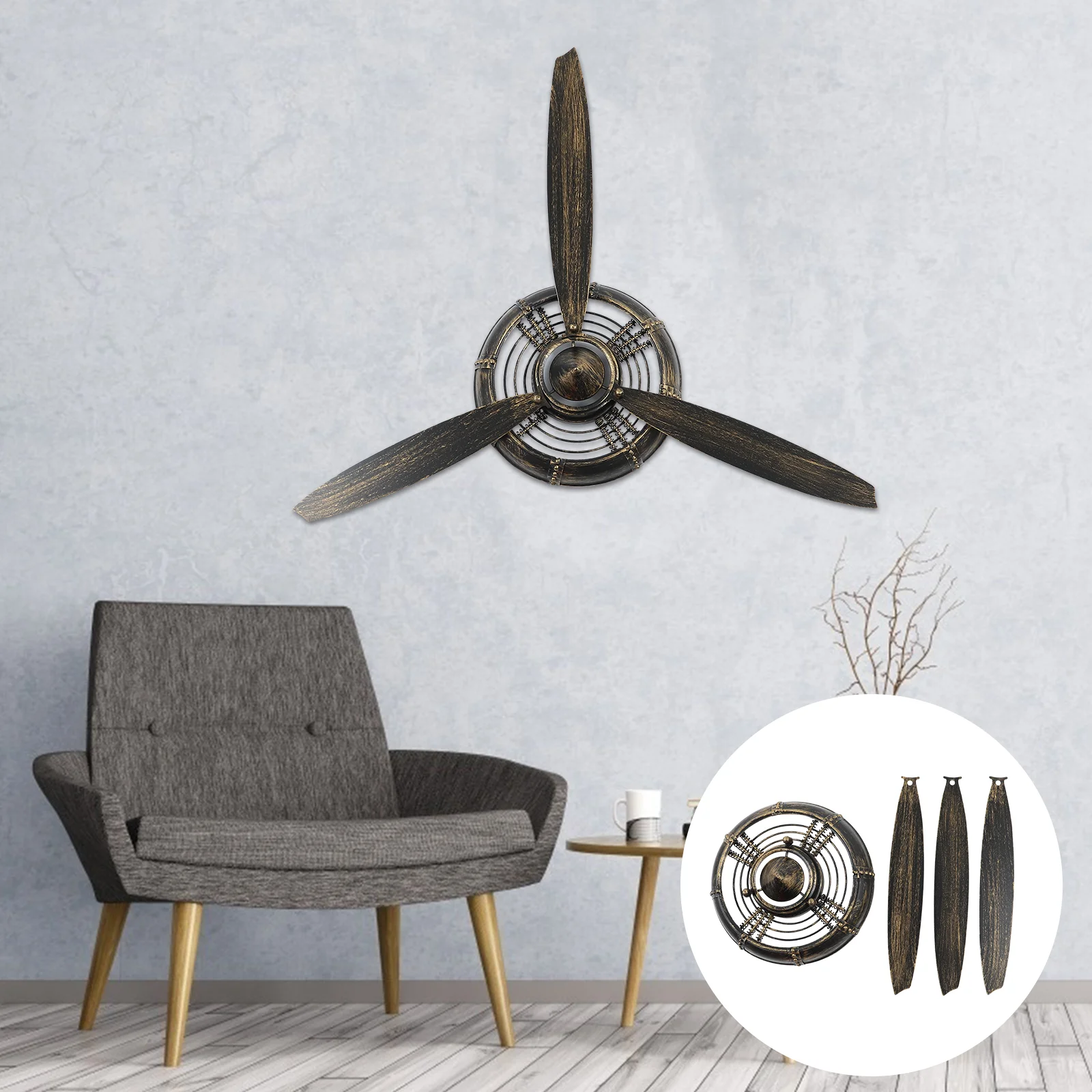 

Metal Wall Decor Propeller Wall-mounted Vintage Accessories Coffee Shop Hanging