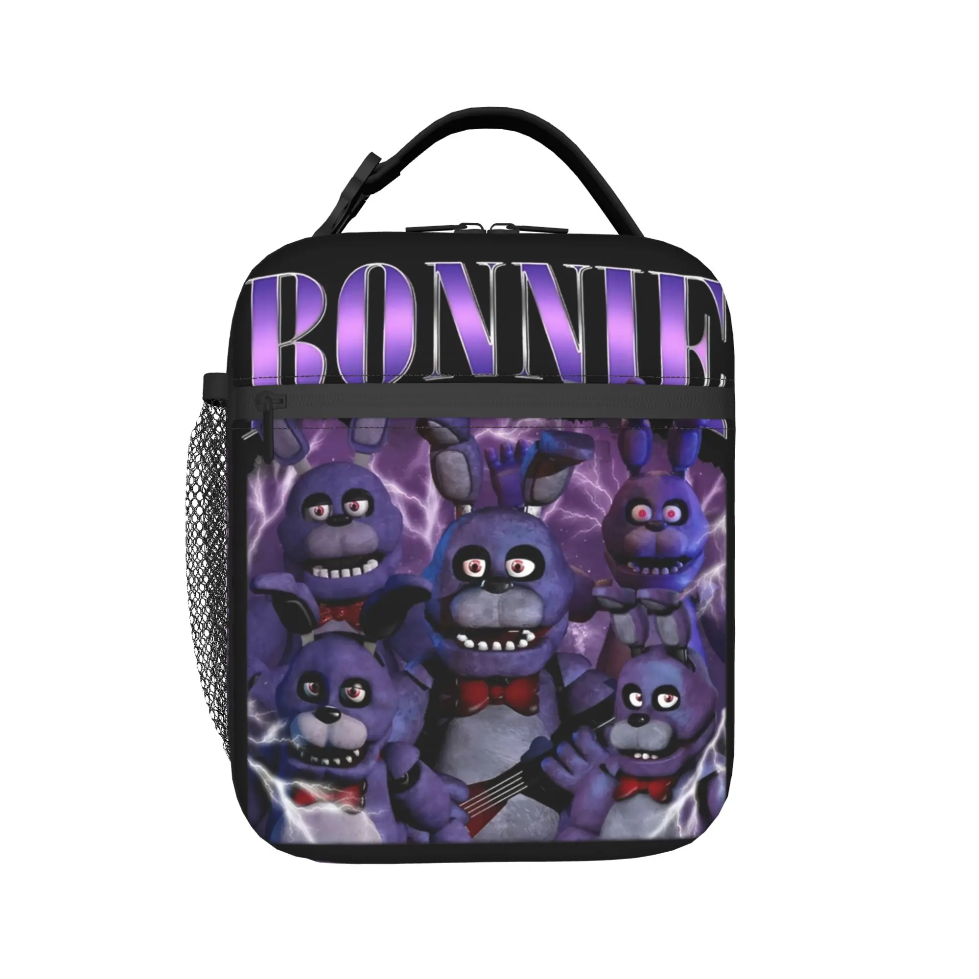 Фото Винтажная сумка для обеда FNAF At Freddys Bonnie для детей, школьный ланч-бокс с графическим дизайном, забавная портативная сумка-холодильник из оксфордской ткани №2