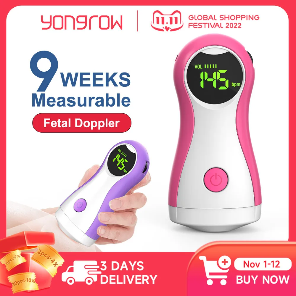 

Yongrow Fetal Doppler Baby Monitor LCD Display Portable Baby Heart Rate Monitor With Earphone YK-90C For Pregnant Women