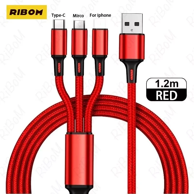 

2022 Type C Charger Multi Usb Port Multiple Usb Charging Cord Usbc Mobile Wire Hot Sell 3 In 1 Micro USB