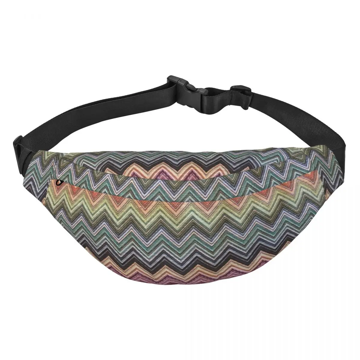 

Zigzag Continuous Design Fanny Pack Men Women Geometric Camouflage Sling Crossbody Waist Bag for Running Phone Money Pouch