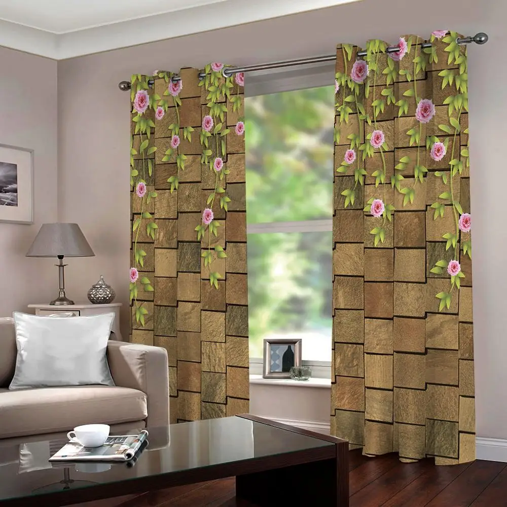 Украшение штор 3D краткие зеленые листья цветы на решетке настенные шторы для