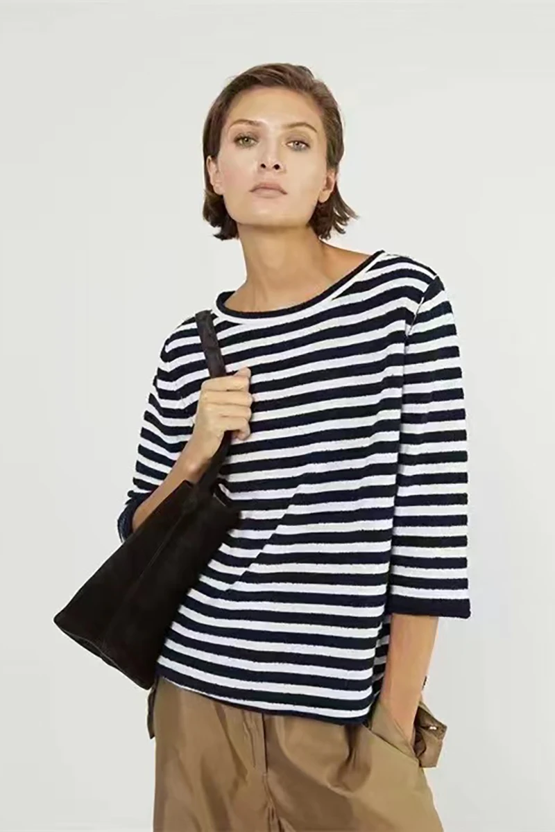 

Women Sweater Striped Loose Pullover Casual Tops