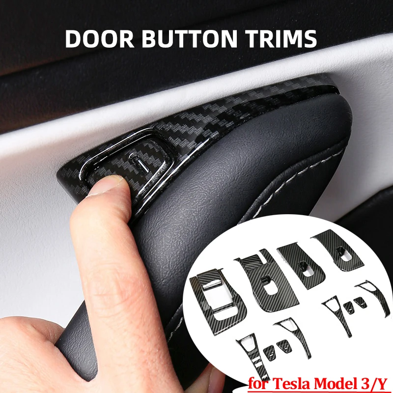 

Door Button Trims Window Lift Button for TESLA Model 3 Door Switch Panel Cover Sticker 2017-2022 ABS Carbon Fiber Accessories