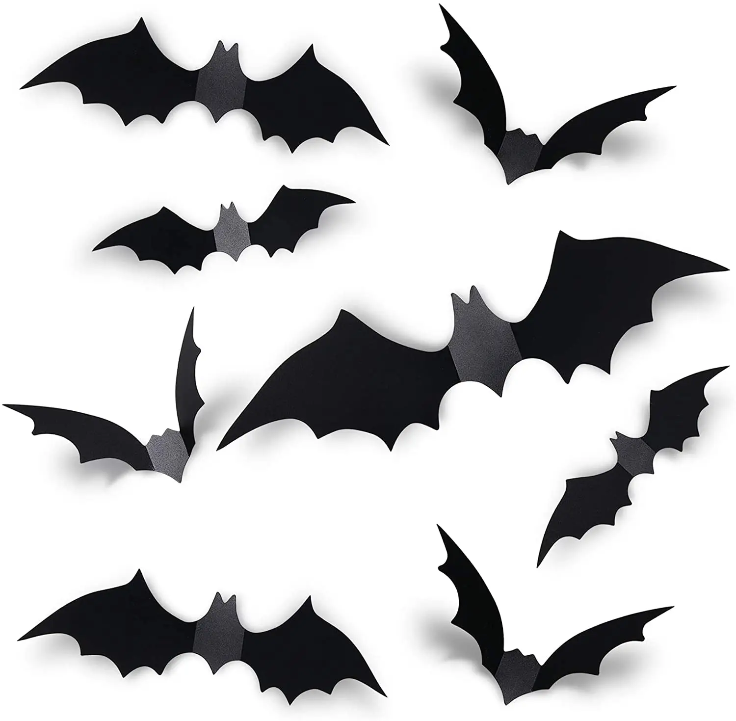 

24/48PCS Halloween 3D Bats Sticker 4 Different Sizes Scary Halloween Decorations for Home DIY Wall Decor Indoor Party Supplies