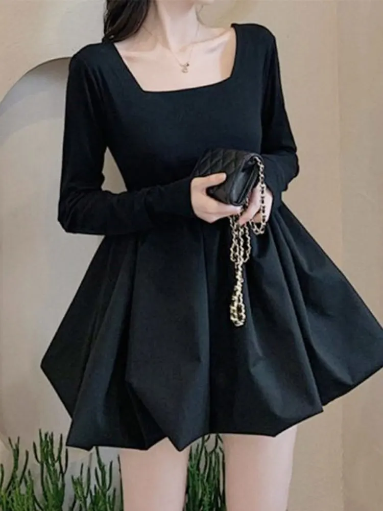 

Summer Clothes for Women Retro Sweet Mini Dress Women's Black Long Sleeves Party Dresses Weddings Elegant Robes Female Sundress