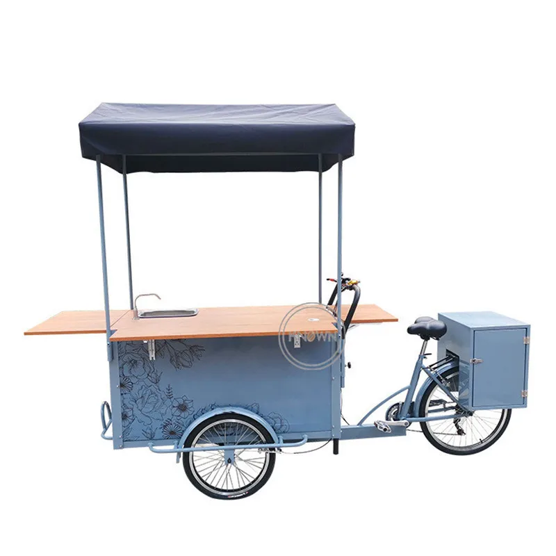 

Electric Food Cart Kiosk Coffee Ice Cream Food Vending Cargo Bike Foldable Bicycle Scooter Motorized Tricycles with Water sink