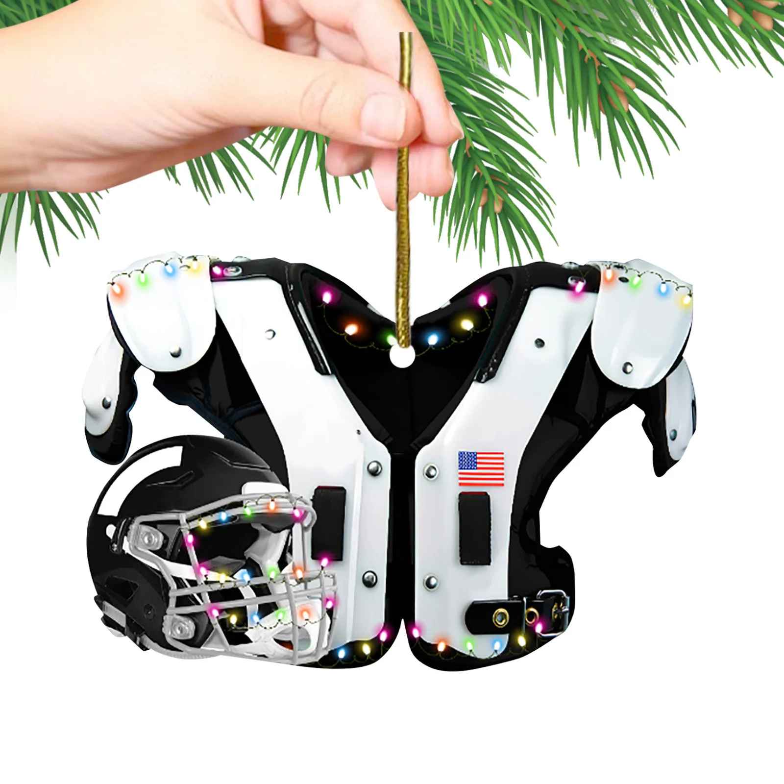 Home Decoration DIY American Football Shoulder Pads And Helmet For Christmas Tree Car Rearview Mirror Pendant Crafts Collection |