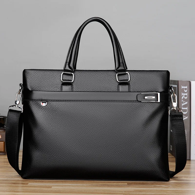 Business Black Men's Briefcase Bag Soft Leather Handbag Luxury Shoulder Messenger Bag Casual Man Laptop Tote Bag