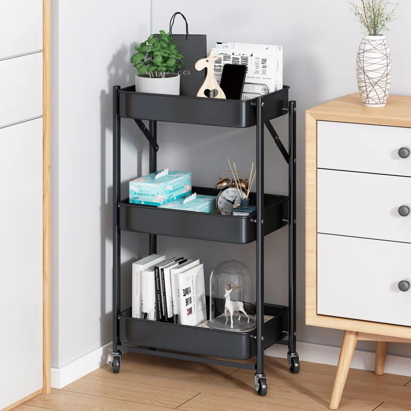 

Полка для хранения, автомобильная кухонная полка, напольные Передвижные полки, складная Мобильная тележка