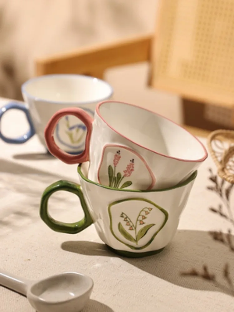 

Extremely beautiful cup, high-grade sense, delicate women's mug, simple, small, ear coffee cup, ins style breakfast cup