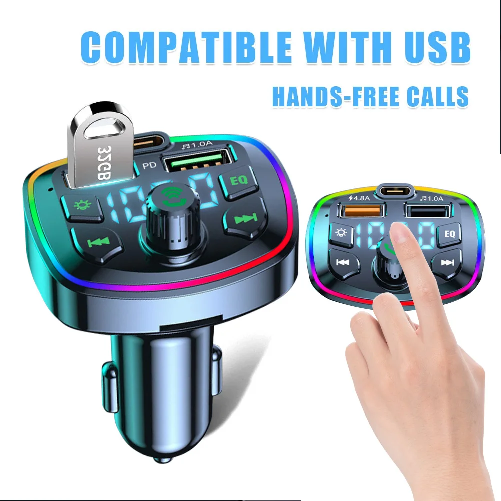 

FM Transmitter Car Wireless Bluetooth 5.0 Handsfree Audio Receiver USB Fast Charge TF U Disk Play MP3 Player Voiture Modulator