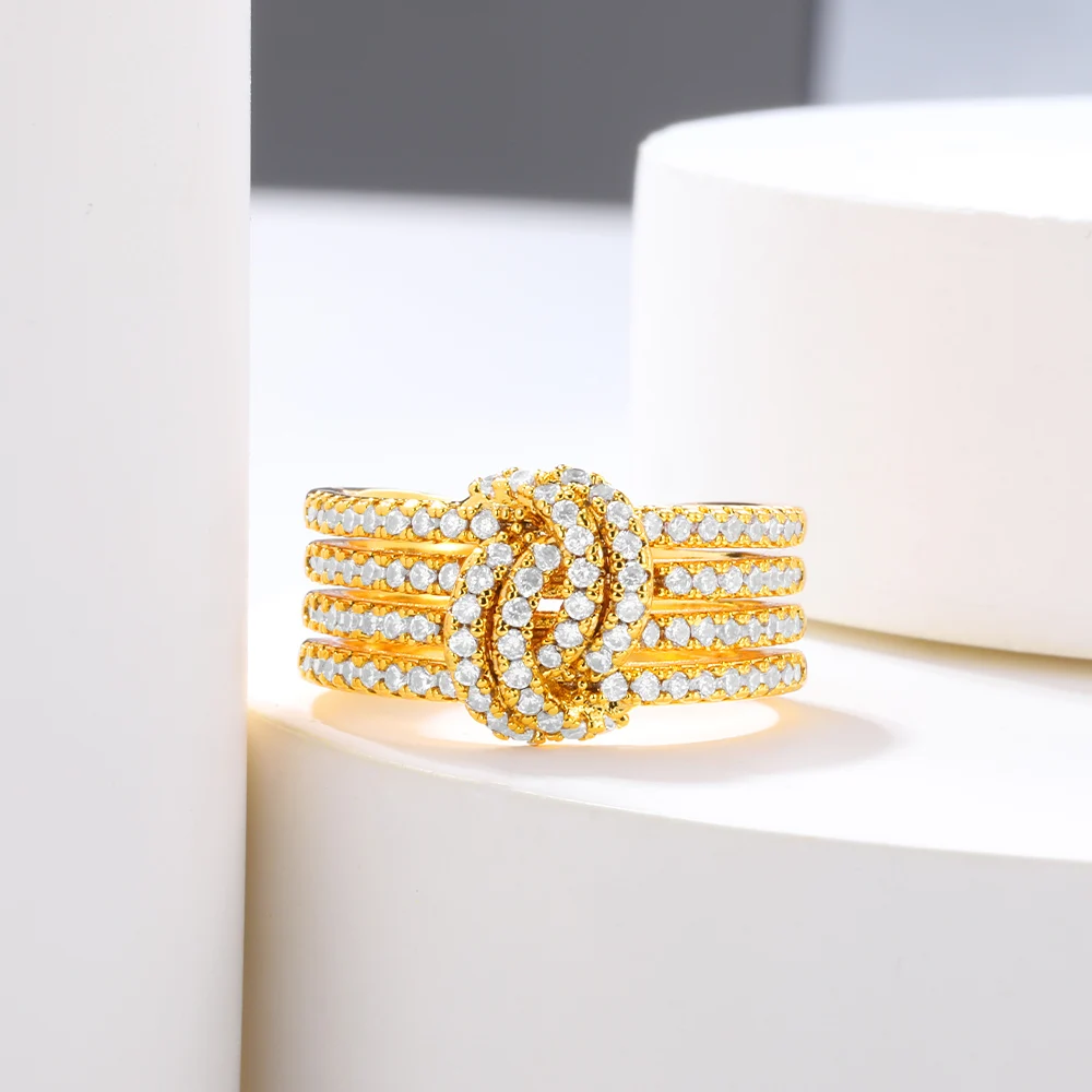 

New Style Lock Zircon Stainless Steel Ring Gold Color Rings For Women Exquisite Festival Gift Banquet Cute High Quality Jewelry