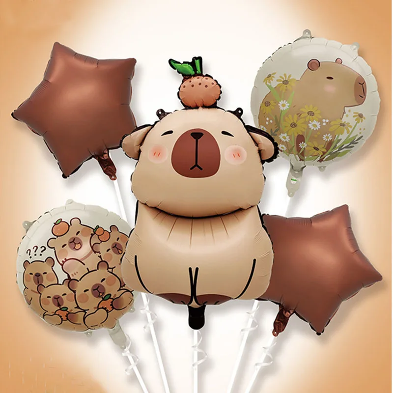 2 комплекта тема капибары коричневая звезда мультяшный милый набор воздушных