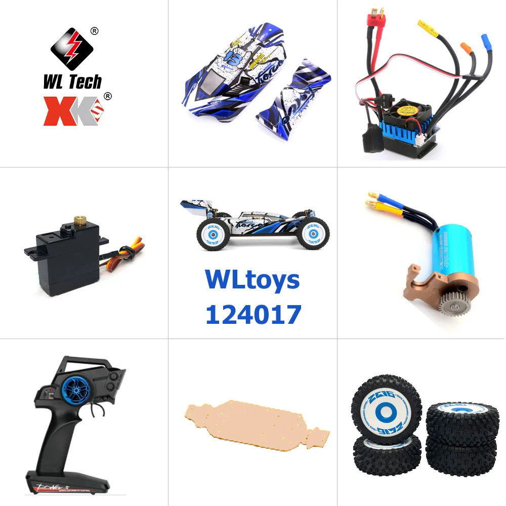 

WLtoys RC Car Spare Parts 1/12 124017 Original Brushless Motor ESC /Shock Absorber Tires Assembly Server Metal Chassis