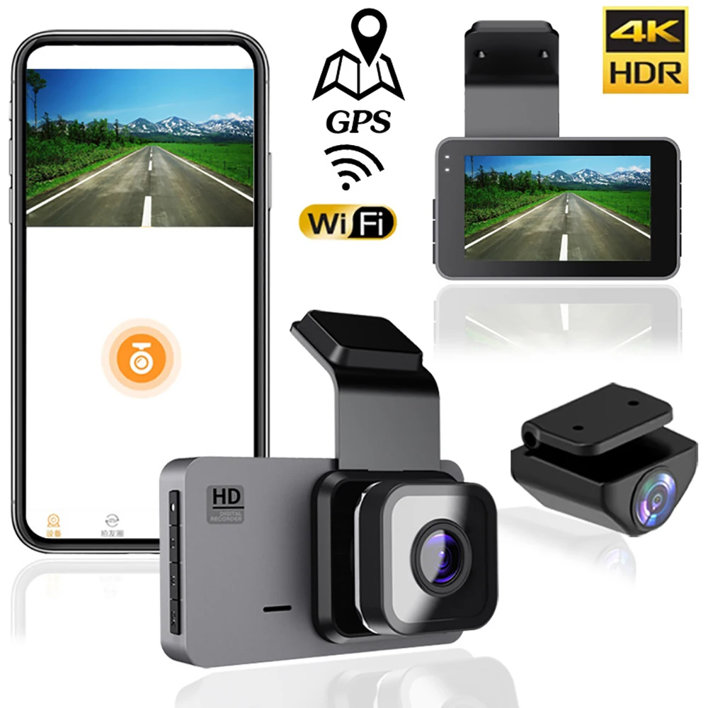 

Видеорегистратор автомобильный 4K 2160P, GPS, WIFI, ночное видение