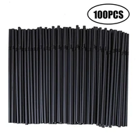 100pcs straw 210mm black plastic straw drink juice coffee zipper bag straw cocktail straw kitchen accessories