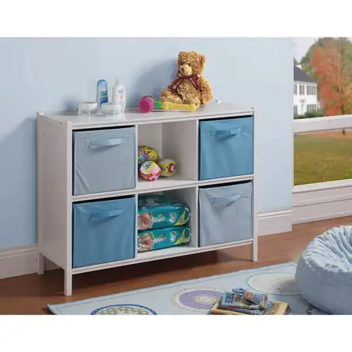 

- Six-Cubby Storage Unit, White/Blue