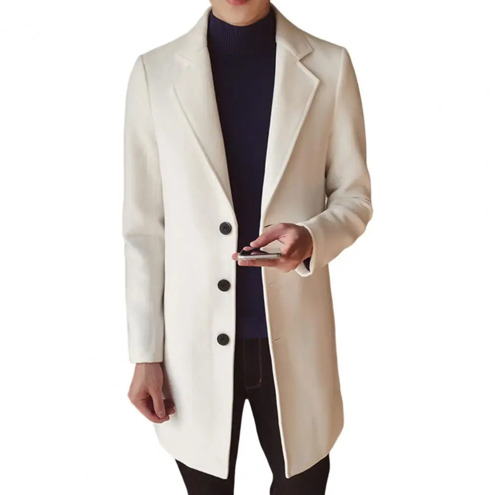 

Stylish Autumn Winter Medium Length Turn-down Collar Buttons Windbreaker for Daily Wear Men Trench Coat Men Windbreaker