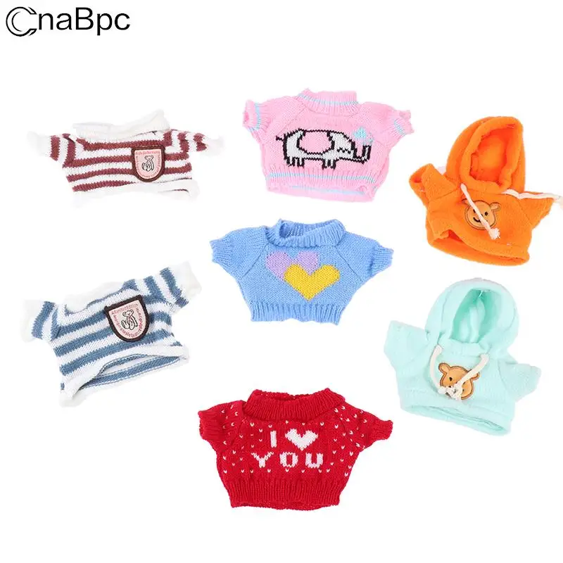 

Doll Clothes For 30cm Lalafanfan Duck Knitted Clothes Striped Heart Sweater Plush Toys Clothes Doll Accessories
