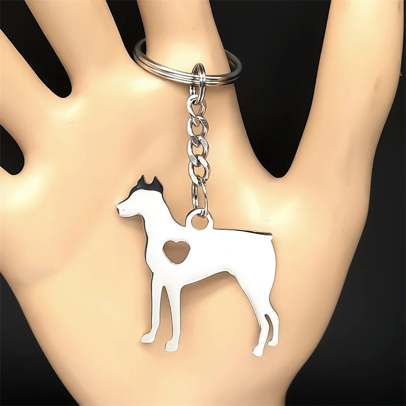 Доберман собака любовь сердце кулон брелок для женщин мужчин нержавеющая сталь