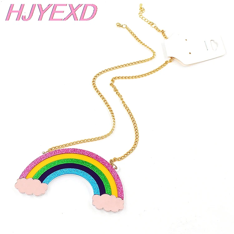 

(1pcs) NC001 Acrylic Mirrored Rainbow Necklace Jewelry Peairndant