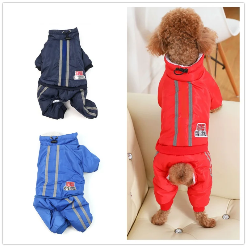 

New Fall Winter Pet Sweatshirt Plus Velvet Reflective Four Feet Warm Dog Coat Chenery Chihuahua Small Dog Clothes Pet Supplies