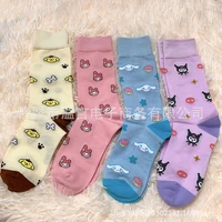 sanrio womens socks fashion funny kuromi melody cartoon high quality harajuku casual cute breathable stockings sister gift