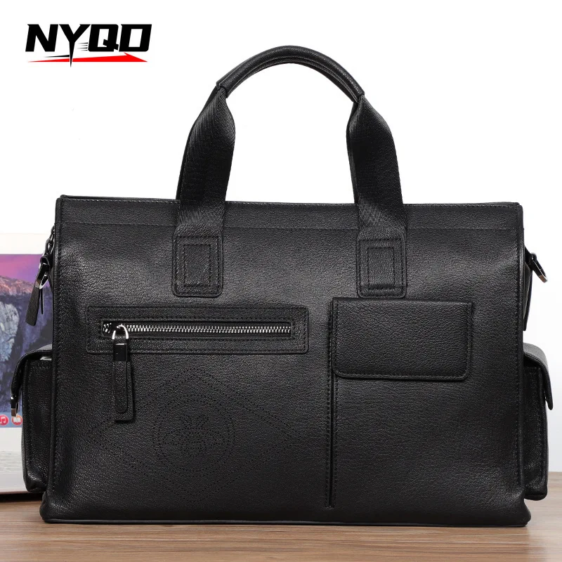 Мужской портфель большой емкости из натуральной кожи сумка для ноутбука дизайн